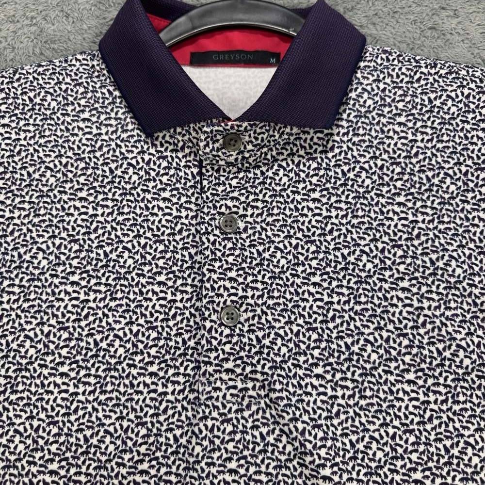 Grayson Wolfe Golf Shirt Men M White Purple‎ Black AOG SS Polo